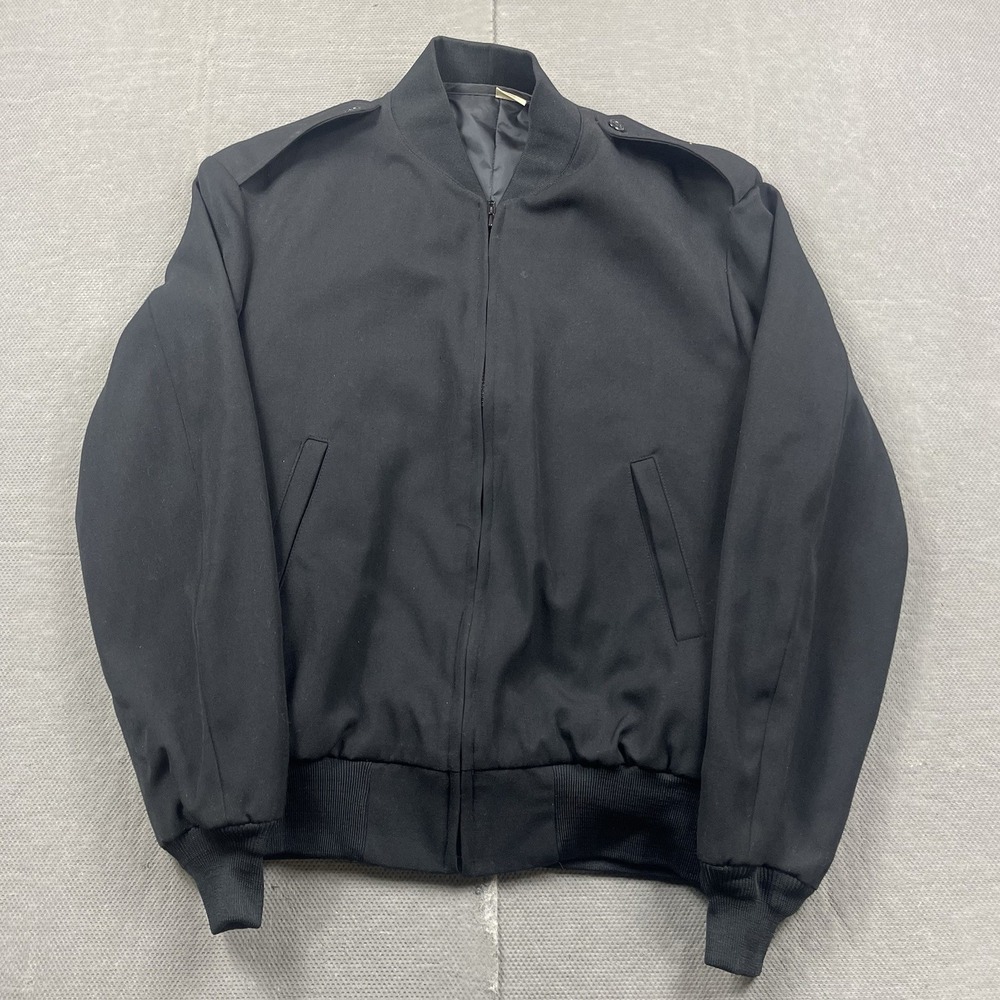 Neptune Garment Company Military Jacket 40 S Black‎ Bomber Poly Wool With Liner